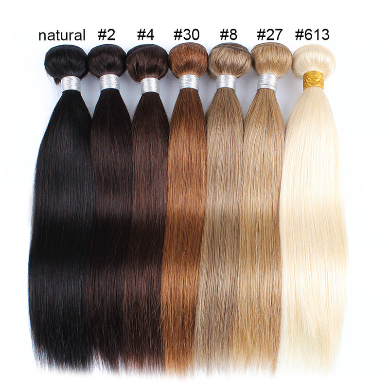 Extensiones de cabello humano para mujer, mechones de cabello indio Remy precoloreado de 1/3 piezas, color negro liso, marrón oscuro, Rubio #2 #4 #8 #27 #30 #613