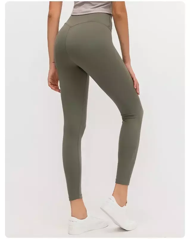 Lemon Align-Pantalon de yoga taille haute pour femme, collants de sport, sans couture avant, entraînement, course à pied, fitness, sensation nue