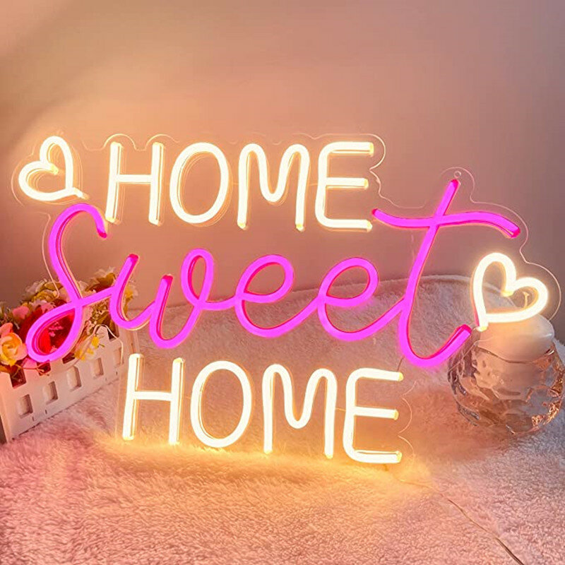 Домашняя Милая домашняя неоновая вывеска, теплые фотообои, буквы, эстетическое украшение для дома, настенная USB-лампа для спальни, фотообои, праздничный Декор