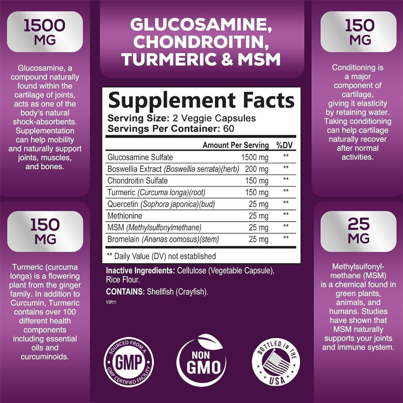 Glucosamina condroitina MSM cúrcuma Boswellia-fórmula líquida de sulfato de glucosamina