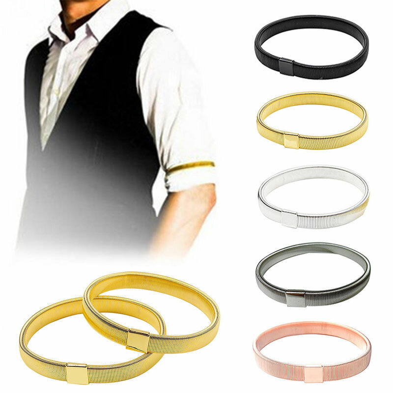 Non-Slip Metal Stretch Garter para homens, camisa manga titular, pulseira de ligas, aro braçadeira, elástico, 1pc