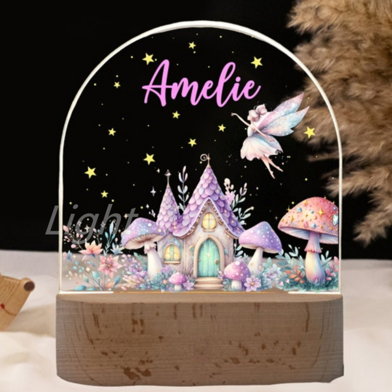 Personalized Children Fairy Lamp Custom Castle 3D Night Light For Kids Tinkebell Bedroom Home Decoration Birthday Christmas Gift