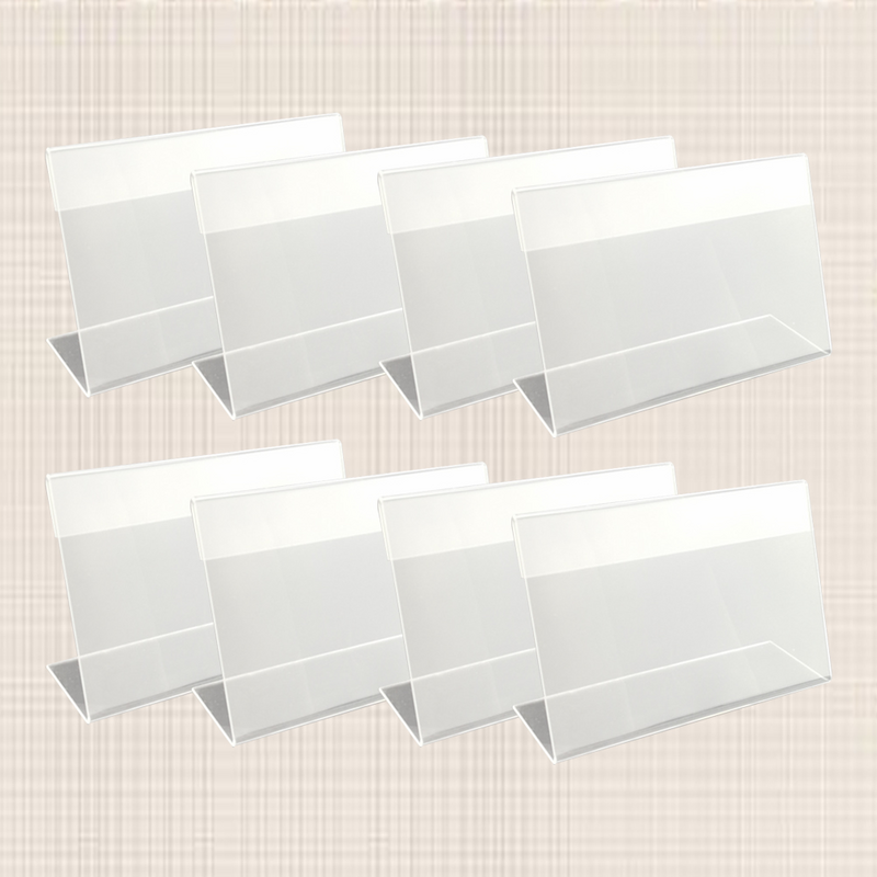 가격 카드가 있는 아크릴 선반 라벨 거치대 가격표, 프리미엄 플라스틱 투명 가격표, L 타입 가격표, 6x4cm