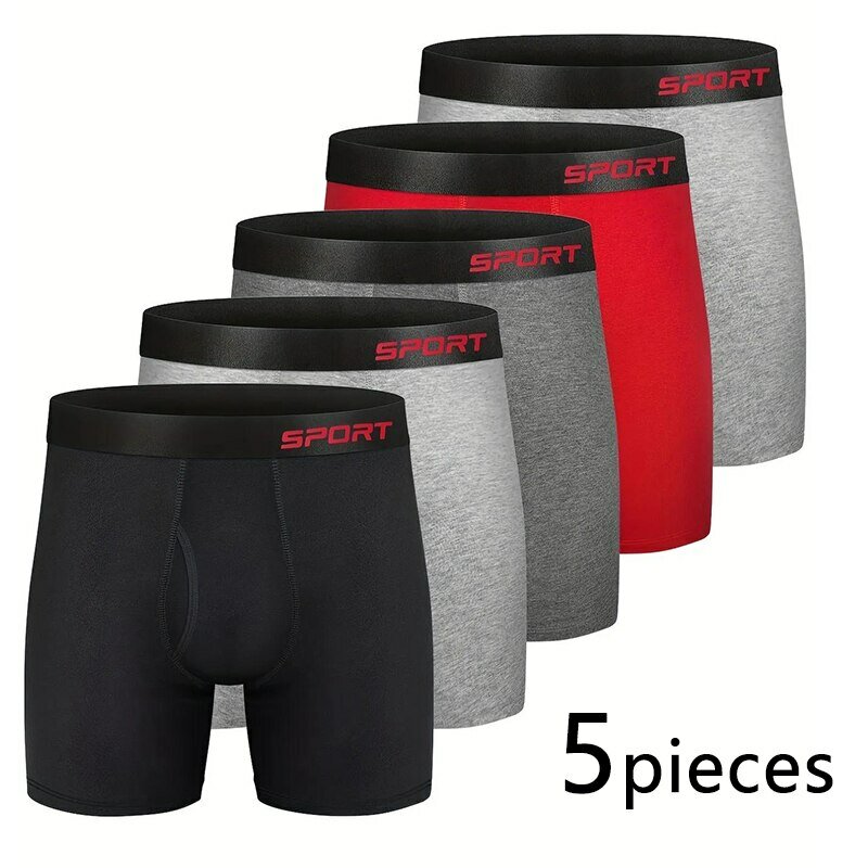 5 Stück Männer Sport Boxer Unterwäsche Unterhosen Buchstaben Breitband mehrfarbig m l xl atmungsaktiv belüften Mode Fitness Sport