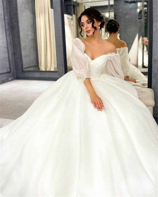 Thinyfull-Robe de Rhlégère à manches bouffantes pour femme, robe de soirée blanche, robe de soirée élégante, robe de luxe pour mariage, robes de Rh, 2023