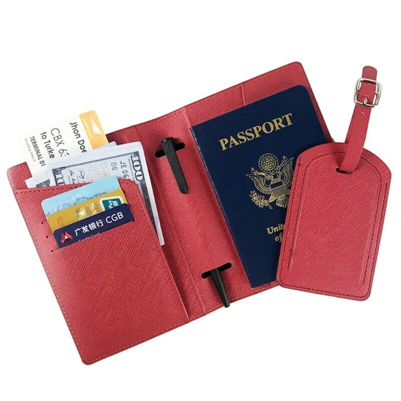 Porte-passeport en cuir PU, étiquette bagage, cadeau mariage à pour Couple amoureux