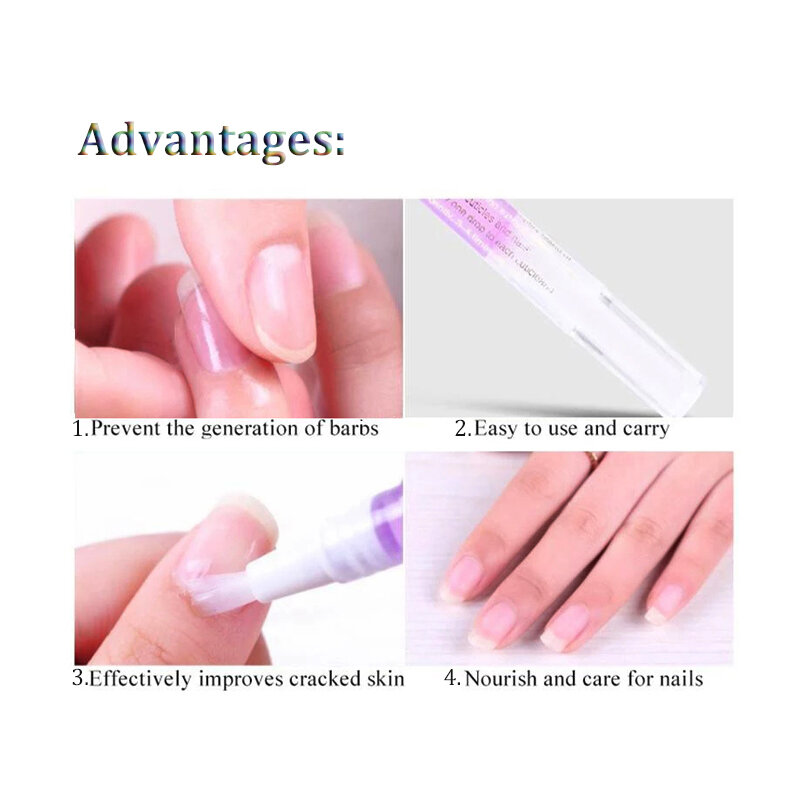 6ชิ้น/เซ็ตเล็บ5Ml โภชนาการน้ำมันปากกาผลไม้รส Hydrating Art Cuticle Revitalizer Oil ป้องกัน Hangnail Agnail Treatment