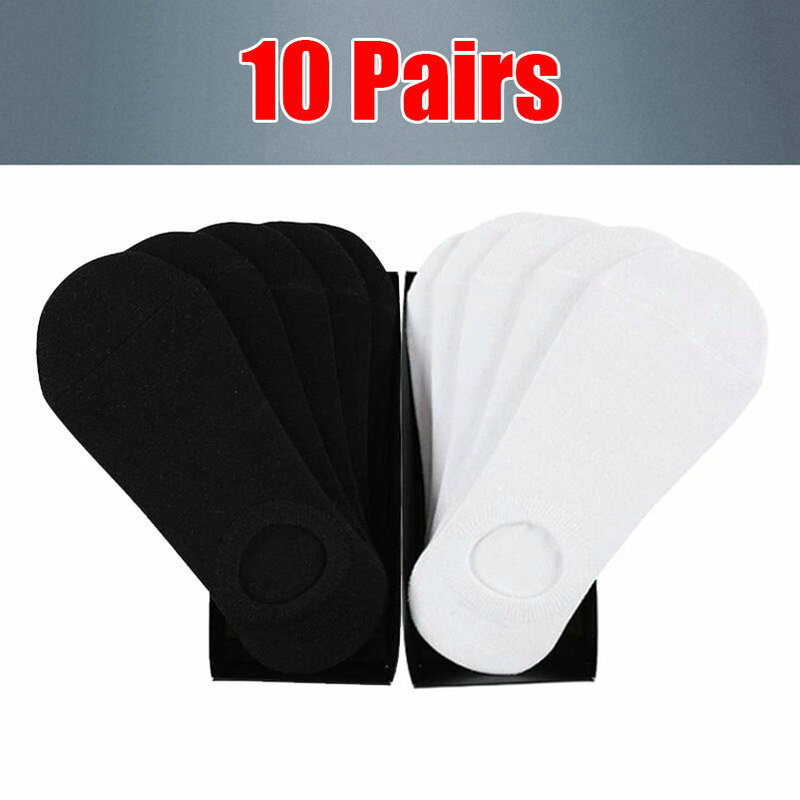 10 Pairs High Quality Thin Invisible Cotton Men's Socks Silicone Non-Slip Sock Breathable Pure Color Socks Fashion Boat Socks