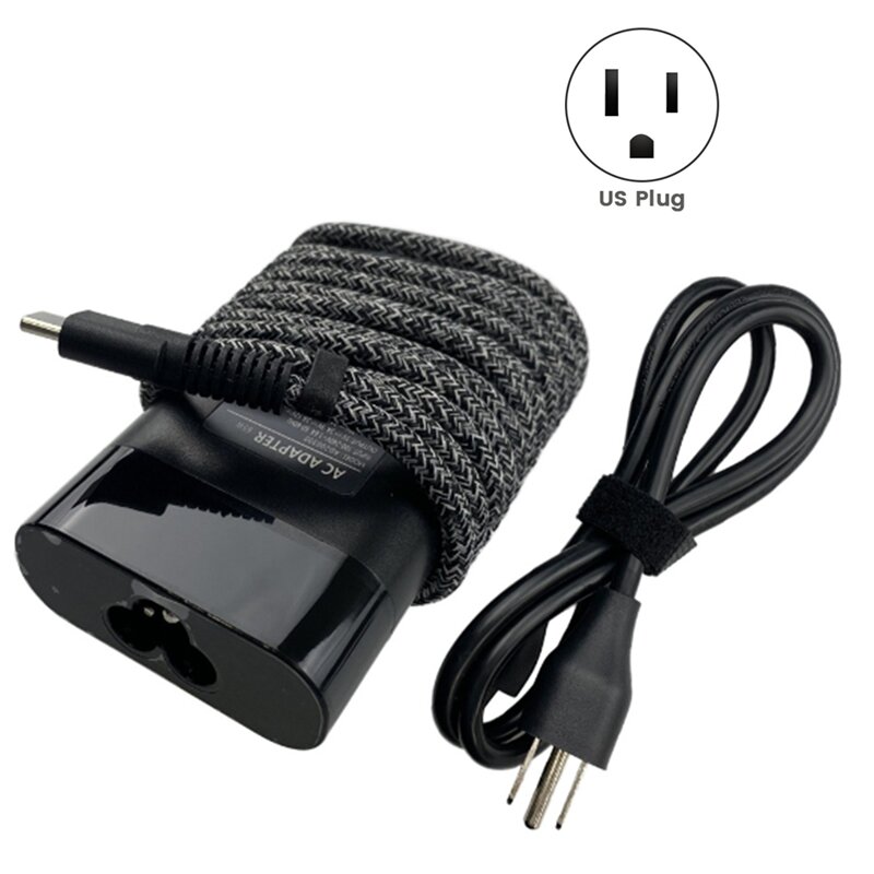 AC240V Slim 65W USB C Charger, For Hp Elitebook Chromebook Spectre Fast Charging Type C Laptop Power Adapter US Plug