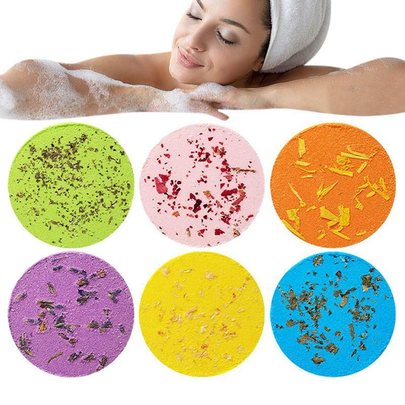 Tablet mandi 6Pcs wanita, pengukus mandi bunga kering, tablet mandi relaksasi aromaterapi