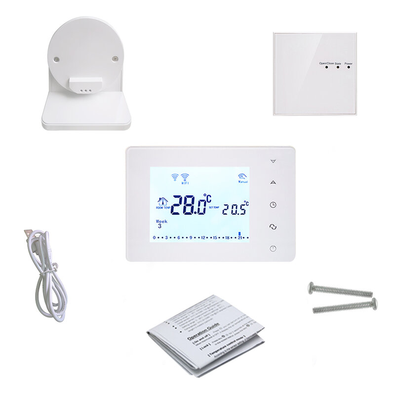 Beok – Thermostat intelligent Wifi RF sans fil, pour chaudière à gaz, contrôleur de température alimenté par USB, fonctionne avec Google Home Alexa