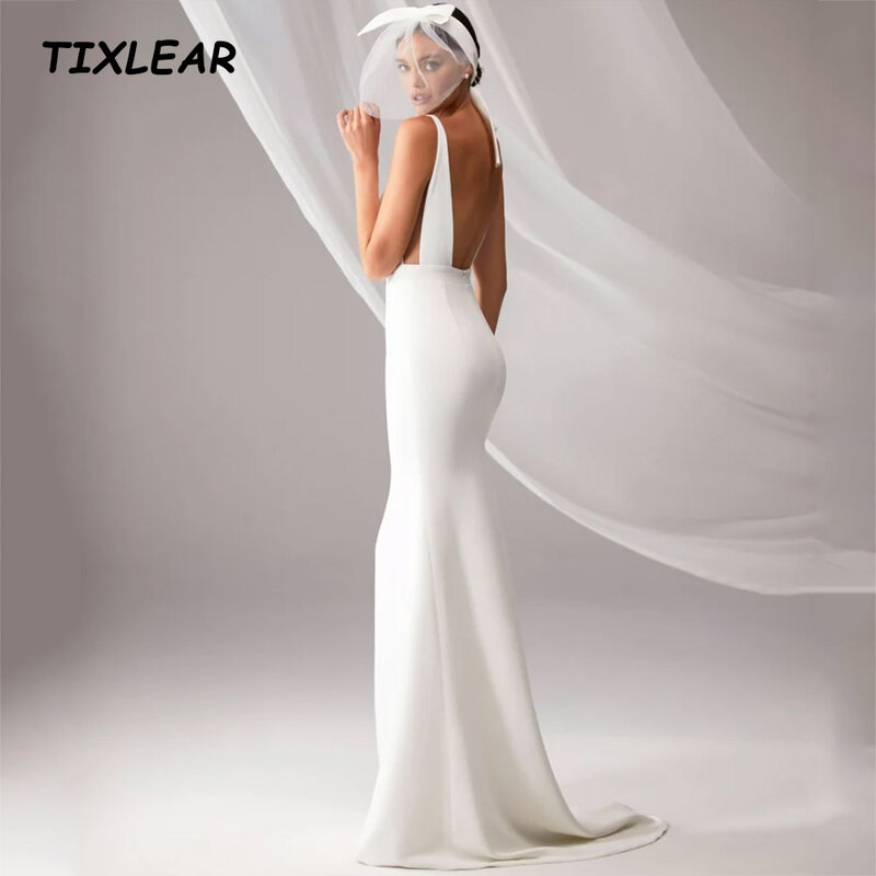 Tixlear-シンプルな人魚のウェディングドレス,スクエアカラー,ホルター,床の長さ,ブライダルガウン,電車,カスタムメイド