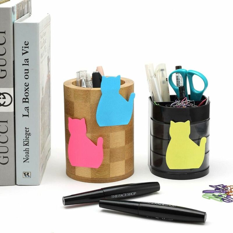 Sticky Notes Paper Clips Set, Criativo N Times Adesivos, Silhueta Cat Memo Pad, Colorido, Portátil, 20pcs