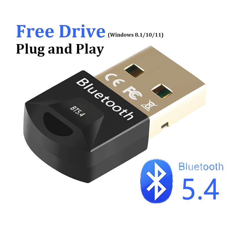 Mini Receptor USB e Transmissor para PC e Carro, Adaptador Bluetooth 5.4, Mouse sem fio, Teclado, Alto-falante, Áudio, Música, Receptor