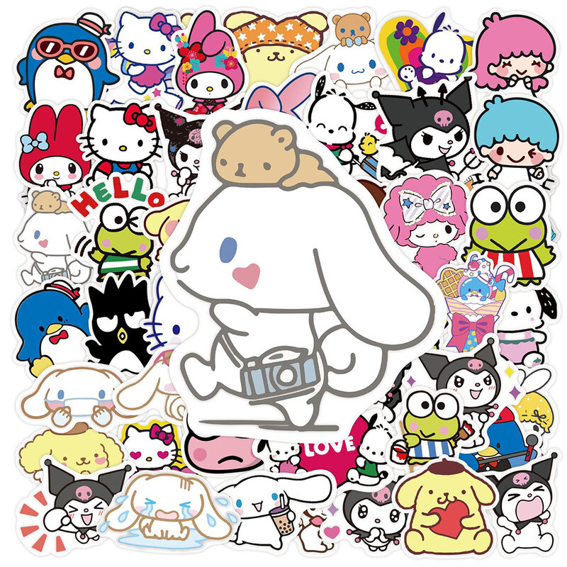 10/30/50ชิ้นผสมอะนิเมะการ์ตูน Hello Kitty My Melody Kuromi สติ๊กเกอร์ตกแต่งสมุดบันทึกแล็ปท็อปโทรศัพท์สติกเกอร์น่ารัก
