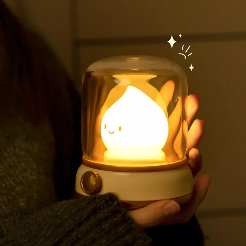 Лампа в виде свечи с зарядкой от USB, милый керосиновый светильник, светодиодный ночник, оригинальный подарок для детей, Настольная декоративная лампа