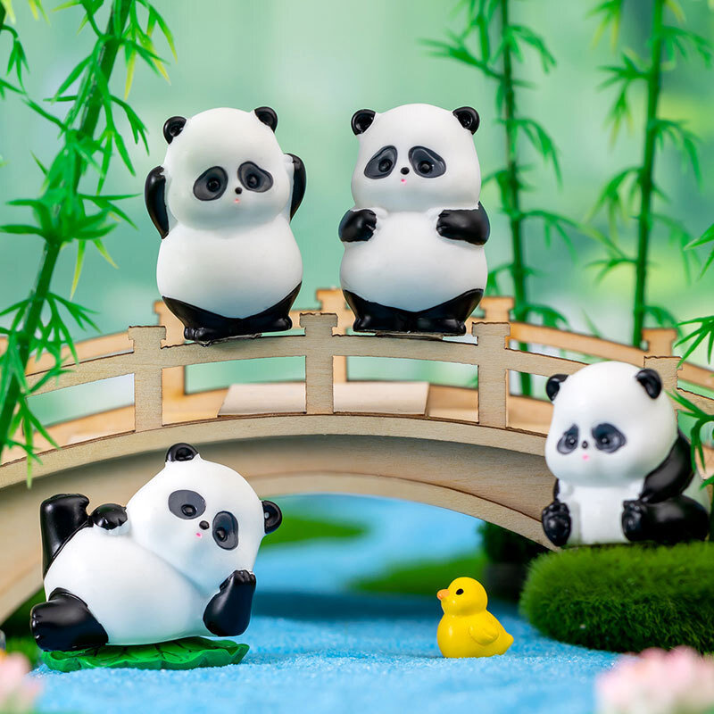 Mini figurinhas panda, brinquedo bonito dos desenhos animados, mini ornamento, diy