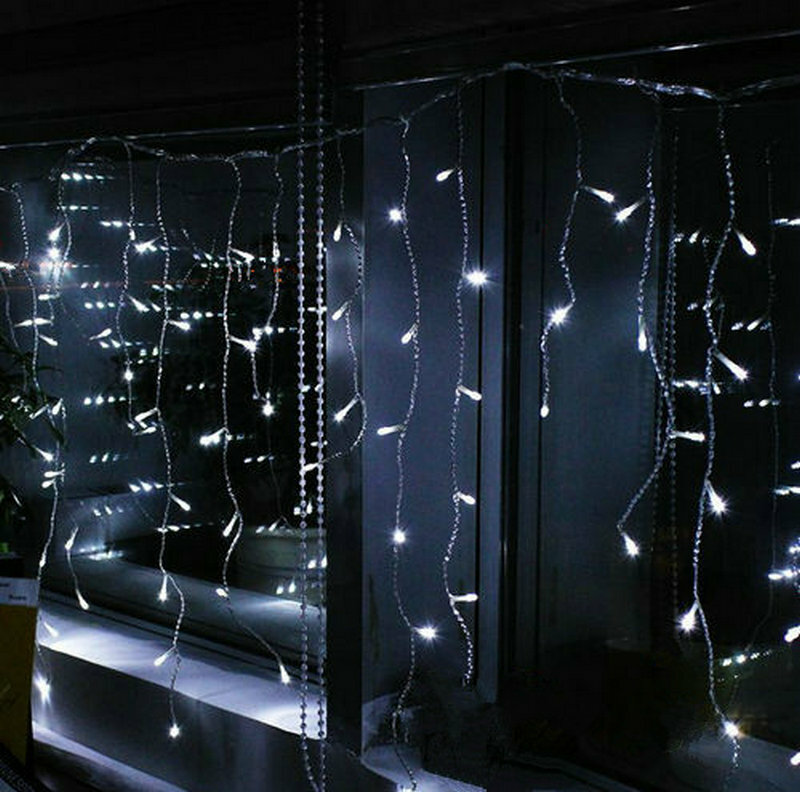 Guirlande lumineuse rideau de glaçons à 200led, 16 pieds, 5M, 220v, lumière blanche, pour noël, jardin, mariage, décoration de fête