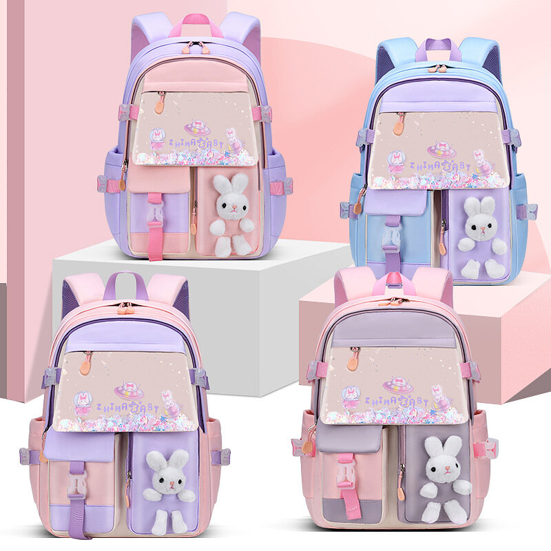 Новый школьный портфель для учеников начальной школы, милые Мультяшные ученики 1-3-6 классов, легкий контрастный рюкзак из материкового Китая