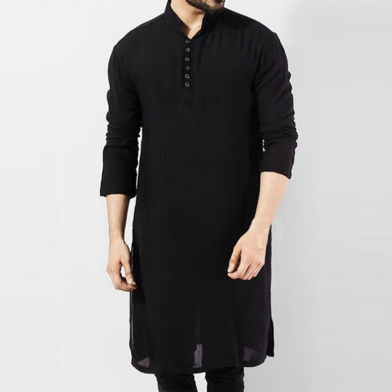 Chemise longue simple de style arabe pour hommes, robe musulmane décontractée, mode estivale, Thobe Jubba mince, caftan masculin, 2023