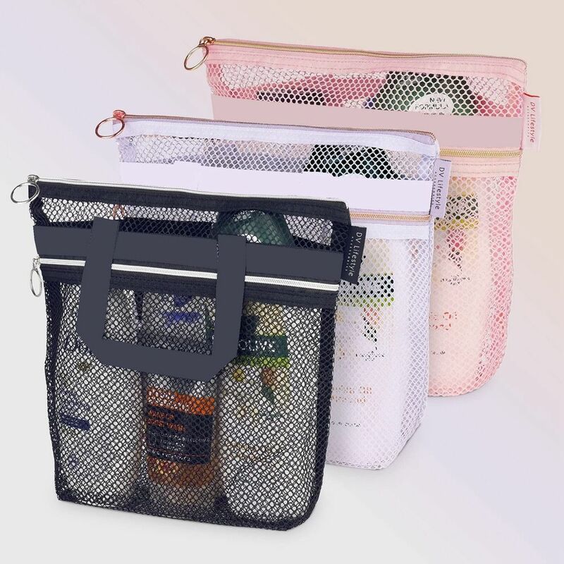Kosmetyczka do kąpieli torba na plażę organizator podróży przezroczysta kosmetyczka torebka prysznicowa siatkowa torebka na torby do przechowywania kosmetyczne