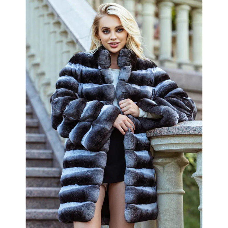 Women Winter Real Rex Rabbit Fur Coat Genuine Fur Women's Natural Fur Coat Fluffy Jacket Real Fur Coat Women Luxury