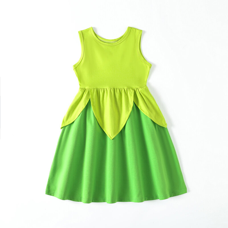 Kid Summer Dress Princess Role Play Game Costume Bow Casual Sundress Girl Bow Cotton Clothing Frock Baby Ariel Aurora Robe 1-5Yr
