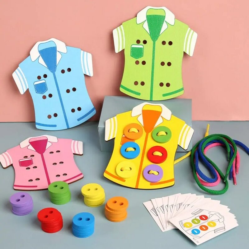 Botões de Costura Jogo De Tabuleiro, Rosqueamento De Roupas, Lacing, Tábua De Roupas, Aprenda Habilidades Básicas De Vida