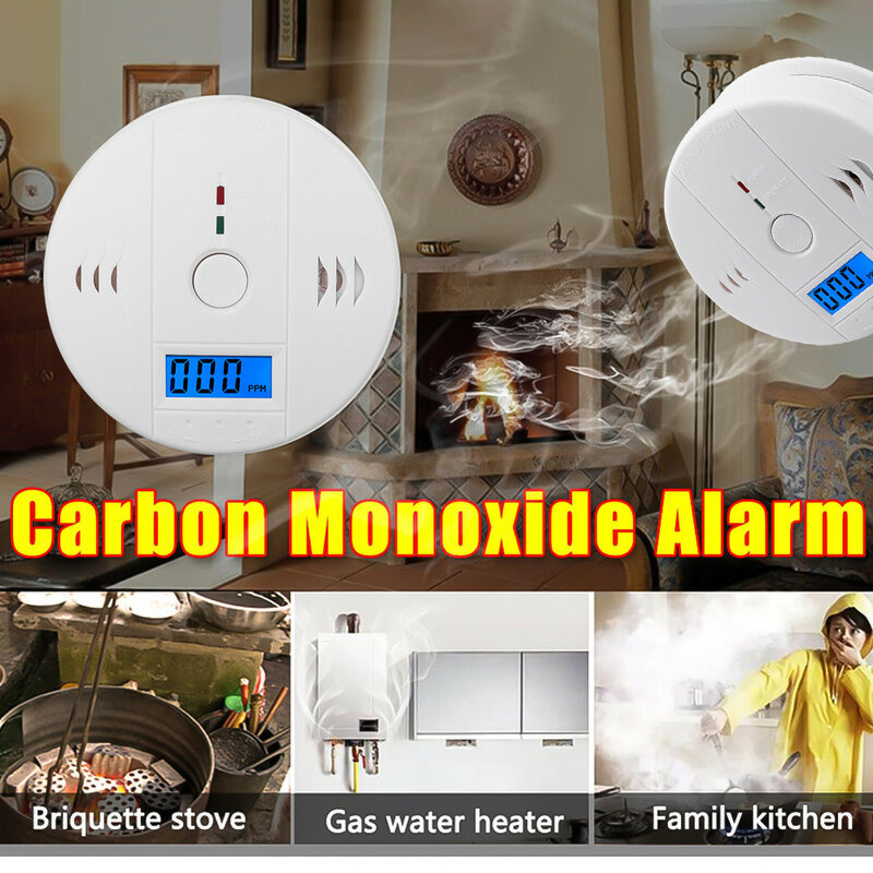 Detector de Gas de monóxido de carbono para cocina, combinación LCD, alarma, batería de advertencia para el hogar