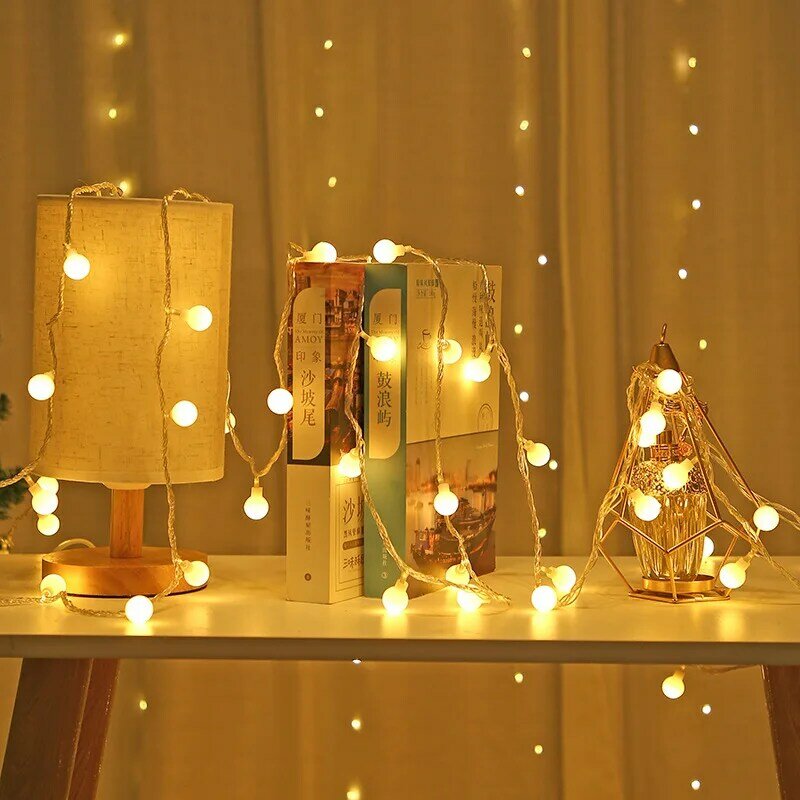 Guirnalda de bolas LED con alimentación USB, lámpara de hadas, cadena de luz al aire libre, colorida, cálida, decoración de fiesta de boda y Navidad, decoración de habitación DIY