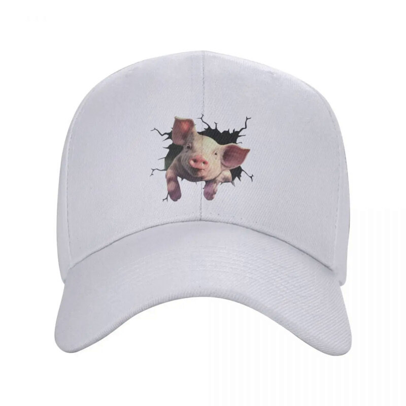 قبعة بيسبول خنزير لطيفة مخصصة مضحكة للحيوانات للرجال والنساء ، قبعة أبي قابلة للتعديل ، قبعات سناباك في الهواء الطلق