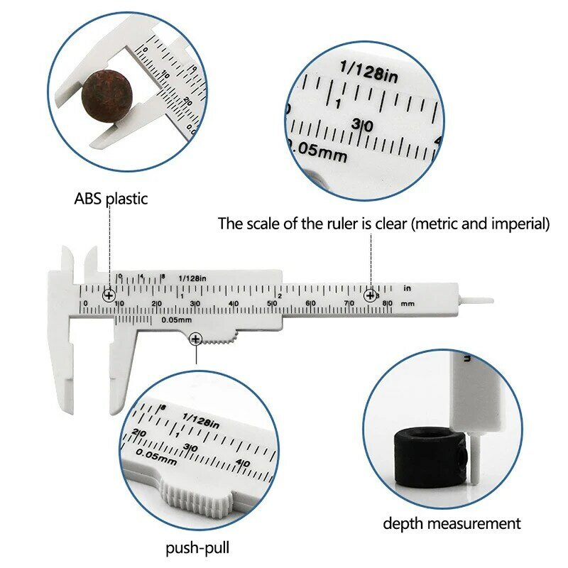 الفرجار الورني البلاستيكي المحمول لقياس الحواجب ، المسطرة ، المكياج الدائم ، أدوات القياس ، المقياس المزدوج ، 80 *