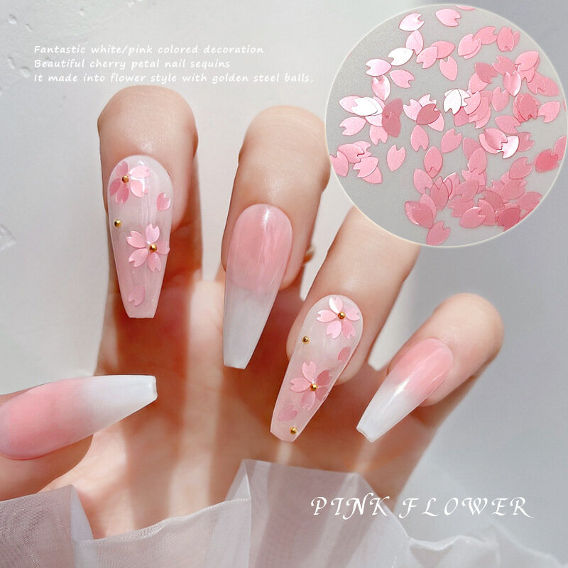 10 g/borsa petali di fiori di ciliegio paillettes per unghie Glitter fiori di ciliegio colorati decorazioni per unghie 3D