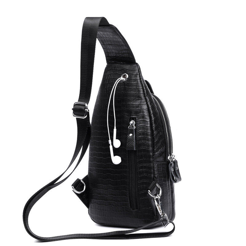 MOOWOO нагрудная сумка из натуральной кожи Аллигатор сумка-мессенджер USB зарядка сумка через плечо для мужчин нагрудная сумка крокодиловая сумка-слинг