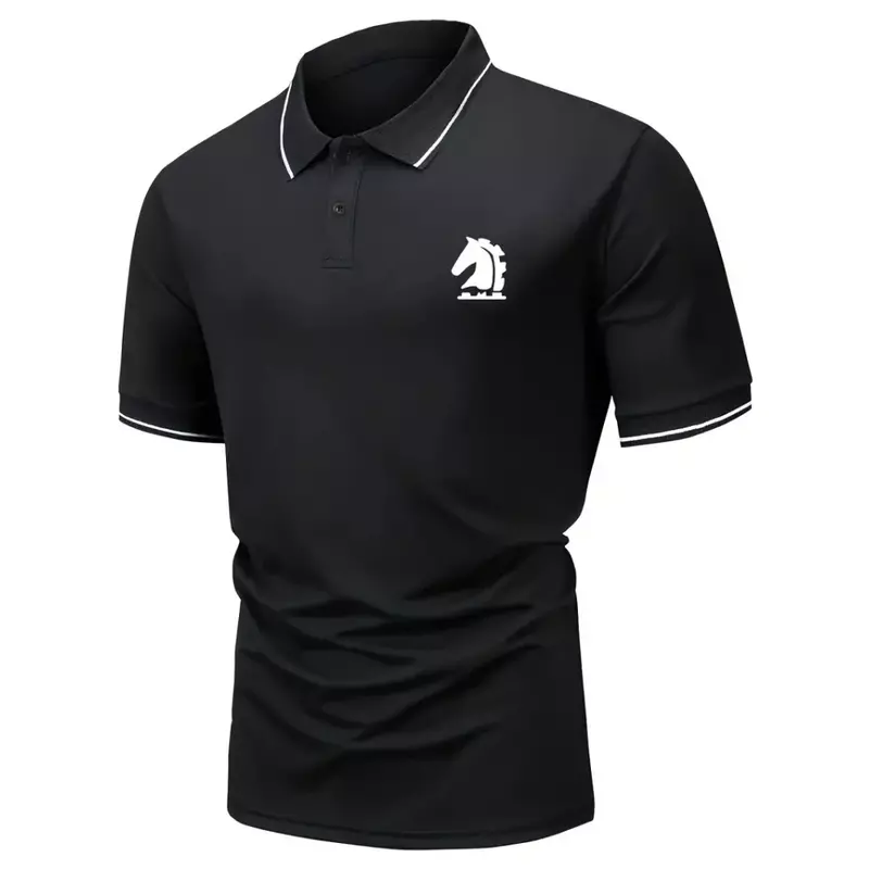 Modna, prostota koszulka Polo z nadrukiem dla mężczyzn, do golfa outdoorowe nosić odzież codzienną klapę koszulka z krótkim rękawkiem letni Trend luźne góra