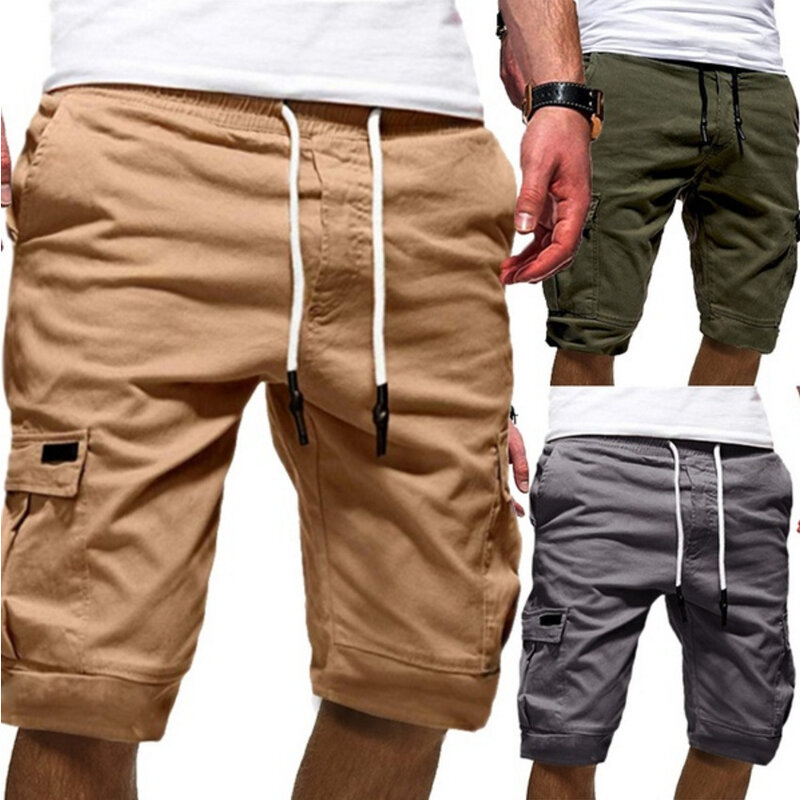 Pantalones cortos con múltiples bolsillos para hombre, Shorts de entrenamiento informales, de alta calidad, cómodos, de verano