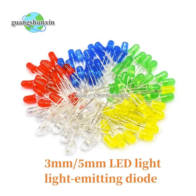 Kit de Diodo Emissor de Lâmpada LED, Ultra Brilhante, Água Redonda, Claro, Verde, Amarelo, Azul, Branco, Vermelho, 3mm, F3