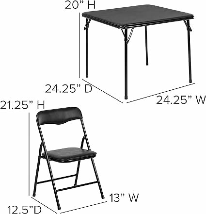 어린이 3/5 피스 접이식 사각형 테이블 및 의자 세트, 탁아소 및 교실용, 어린이 활동 테이블 및 의자 세트
