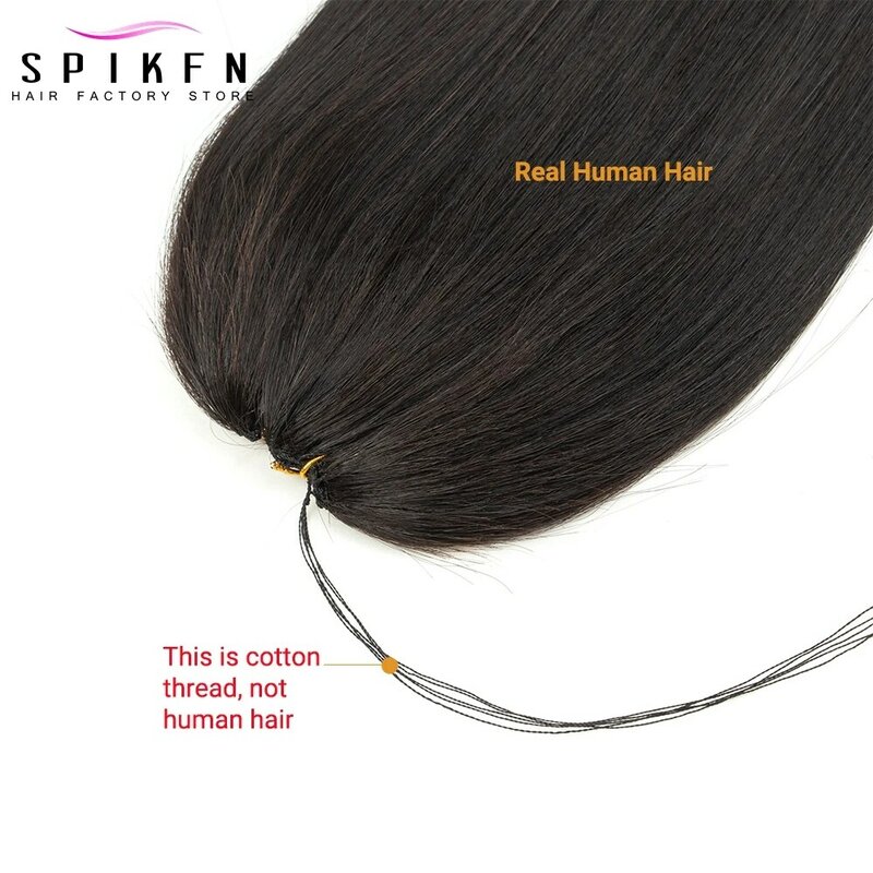 Extensões de cabelo humano trama pena, costura em pacotes personalizados invisíveis, 140 fios, 100g, 16-22 ", 50cm largura