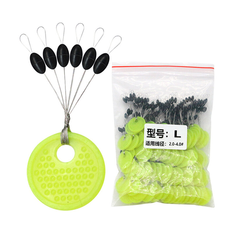 60/120PCS 10/20 Group Set Rubber Silicon Space Bean Sea Carp Fly Fishing Black Rubber Oval Stopper Fishing Float Fishing Bobber