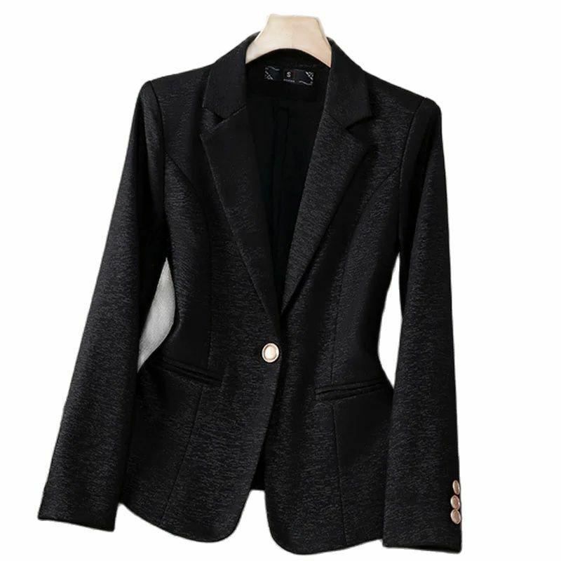 Blazer de botão único de manga comprida feminino, senhora do escritório, casaco monocromático, tops casuais femininos, primavera, outono, novo, 2021