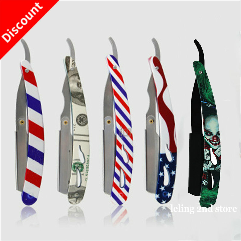 Profissional de aço inoxidável Manual Shaver, borda reta, Sharp Barbeiro Navalha, Folding Barbear, cortador de barba, colorido
