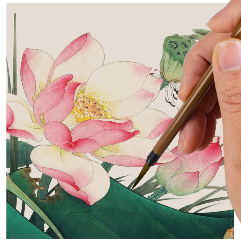 Pinceau moussant avec souris pour peinture chinoise, ligne Fine, poils de belette, aquarelle à mains libres, calligraphie