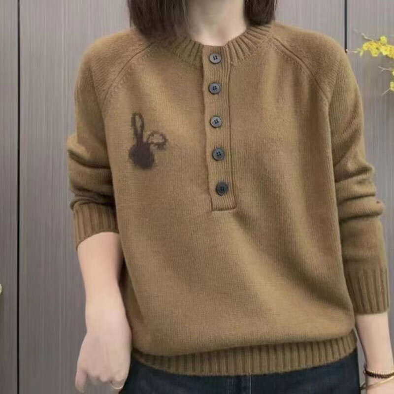 Swetry damskie sweter jesienny luźna dzianina kobiecy sweter koreański, z długimi rękaw swobodny sweter sweter damski sweter