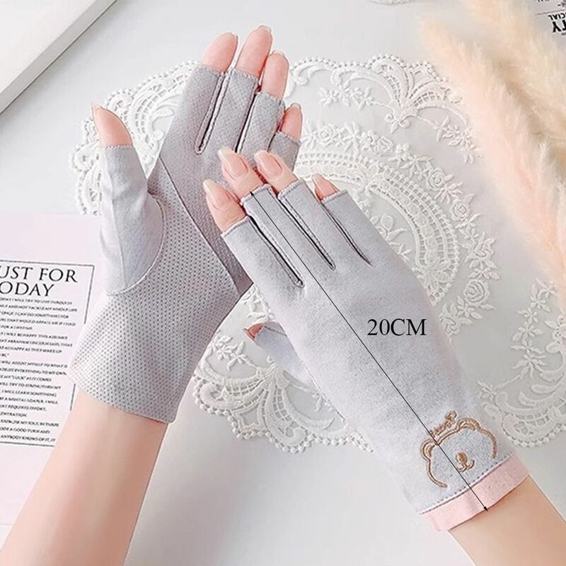 Cienkie rękawiczki przeciwsłoneczne Modne rękawiczki bez palców, krótkie rękawiczki anty-UV Elastyczne rękawiczki przeciwsłoneczne dla kobiet