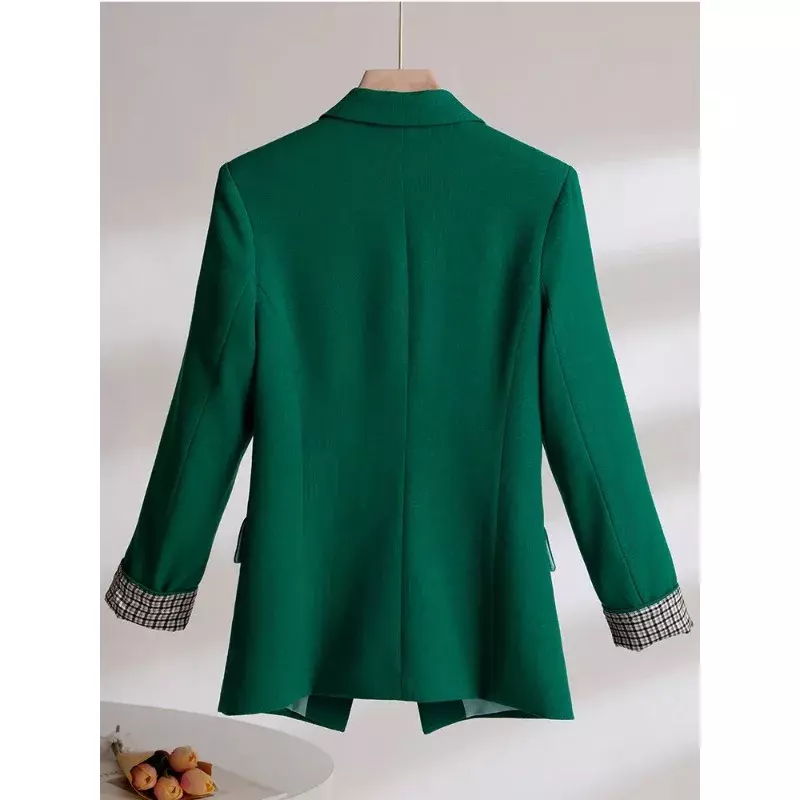 Fashion Beige Green Black Ladies Blazer Female Business Work Wear Long Sleeve Women Formal Jacket Coat For Spring Autumn