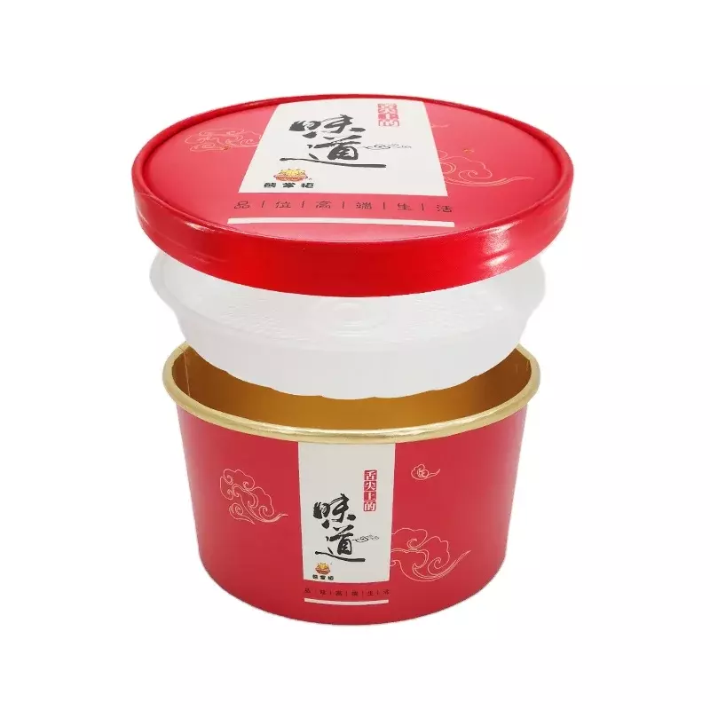 Индивидуальный продукт с логотипом на заказ, бумажный пищевой контейнер с вставным лотком, миски для супа и риса с крышкой