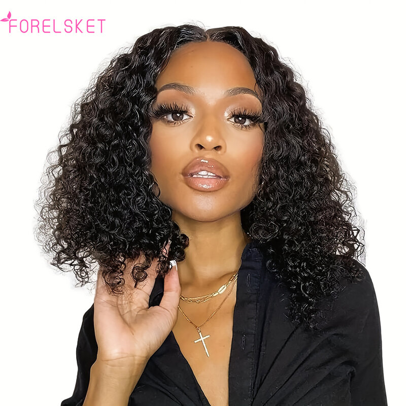 10A 13x4 Curly Short Bob Wigs 10-16 Inch Lace Front Human Hair Deep Wave Wig Brazilian Pre Plucked Remy Closure Wigs For Women