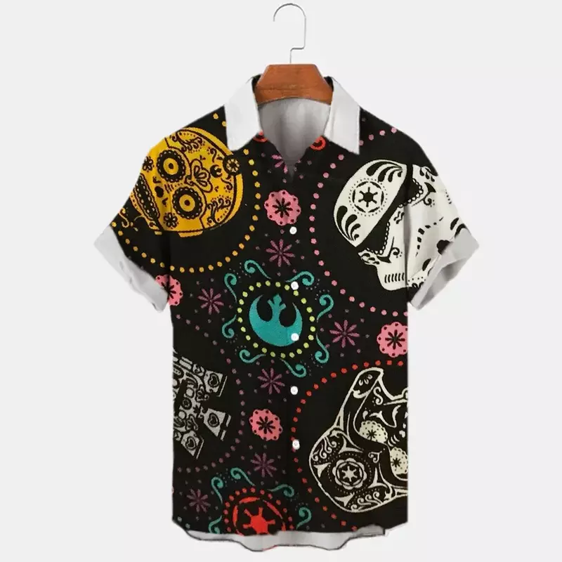 Мужская повседневная гавайская рубашка, винтажная пляжная Свободная рубашка оверсайз с 3D принтом и коротким рукавом, 2024