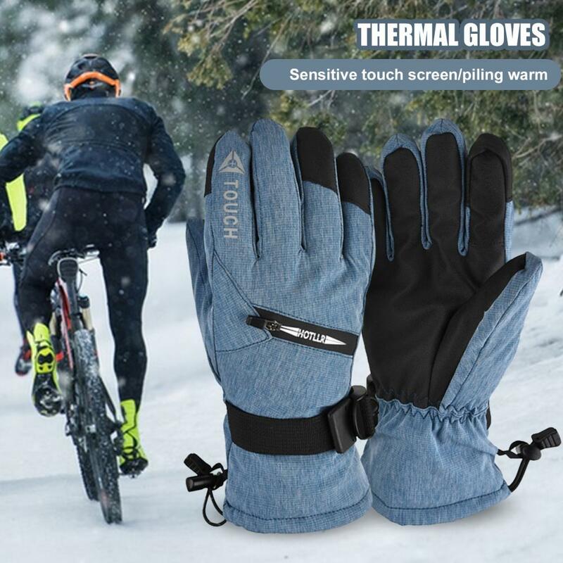 Cycling Gloves 1 Pair Convenient Plush Lining Wear-resistant  Cold Weather Warm Gloves for Outdoor